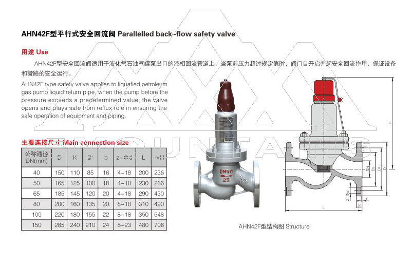 AHN42F平行式安全回流閥 AHN42F平行式安全回流閥